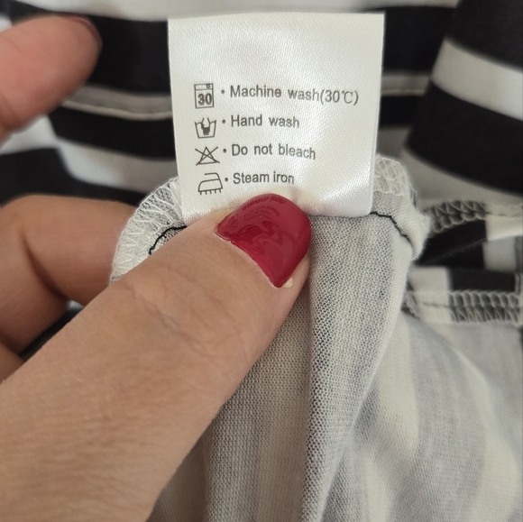 Mirol Black and White Striped Top Medium - Picture 5 of 5